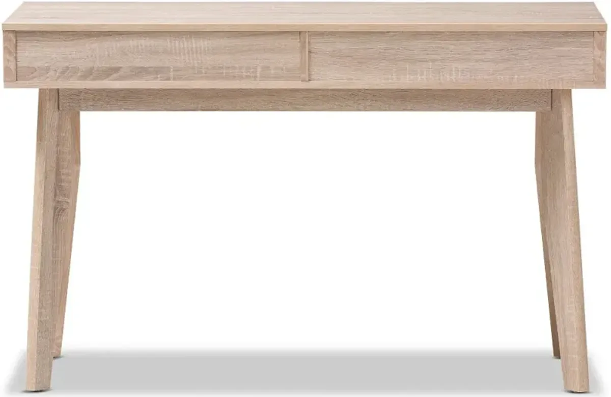 Modern 2-Drawer Oak and Gray Computer Desk - Fella