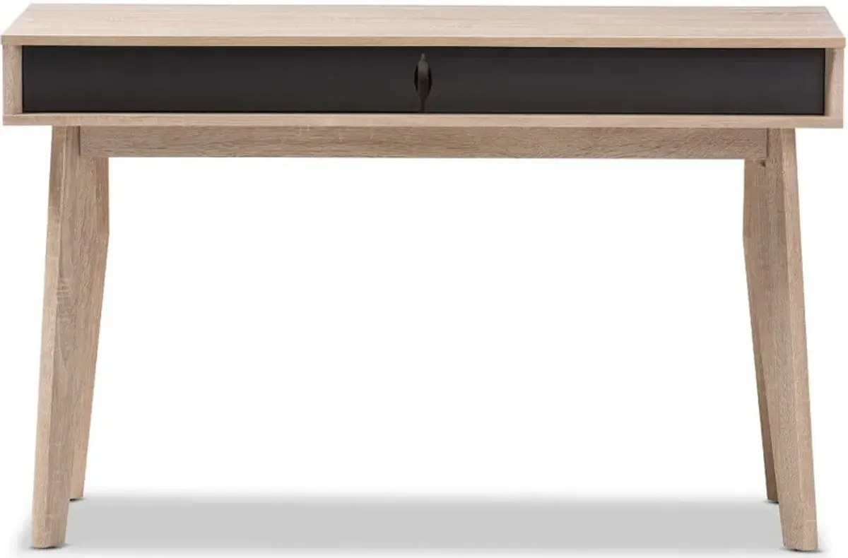 Modern 2-Drawer Oak and Gray Computer Desk - Fella