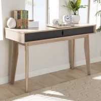 Modern 2-Drawer Oak and Gray Computer Desk - Fella