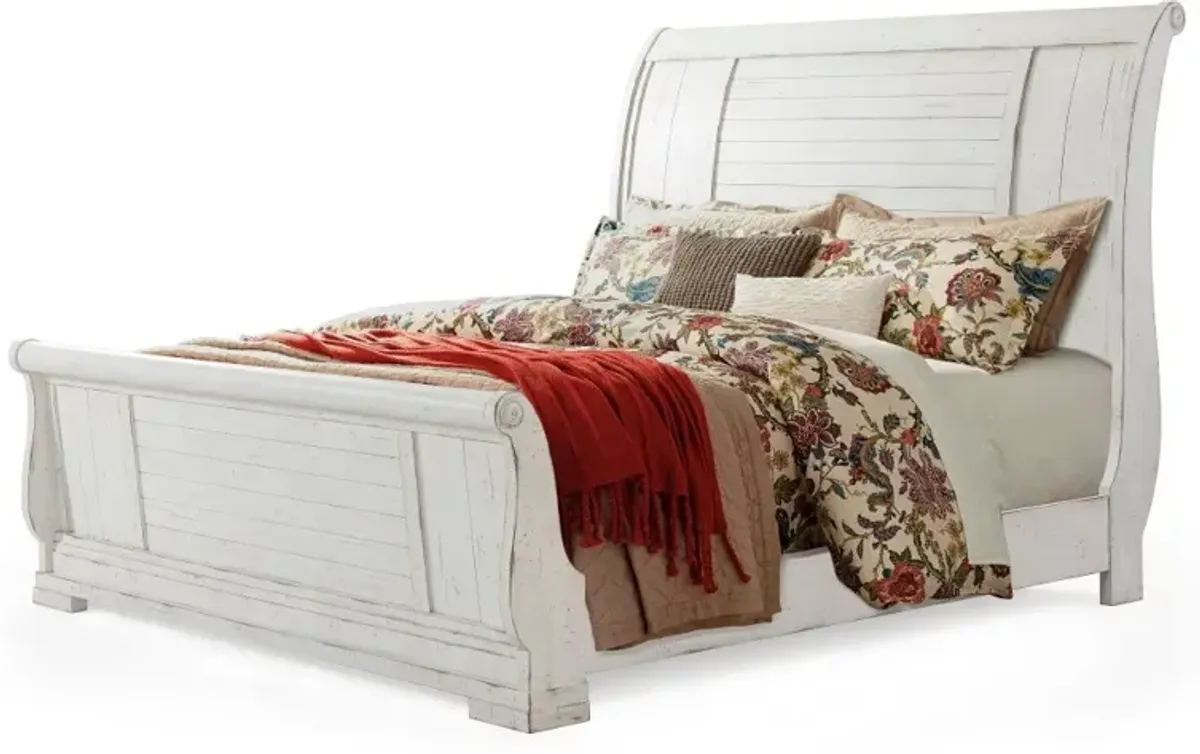 Coming Home Chalk White King Sleigh Bed