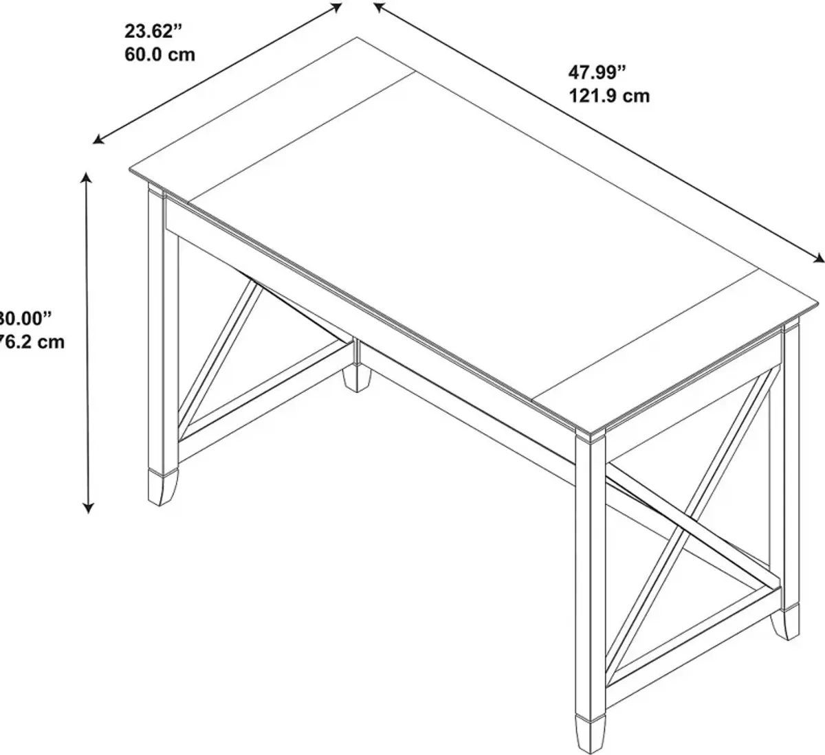 Key West Cherry Brown Casual 48 Inch Writing Desk - Bush Furniture