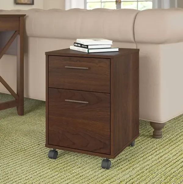 Key West Cherry Brown Rolling 2 Drawer Wooden File Cabinet - Bush Furniture