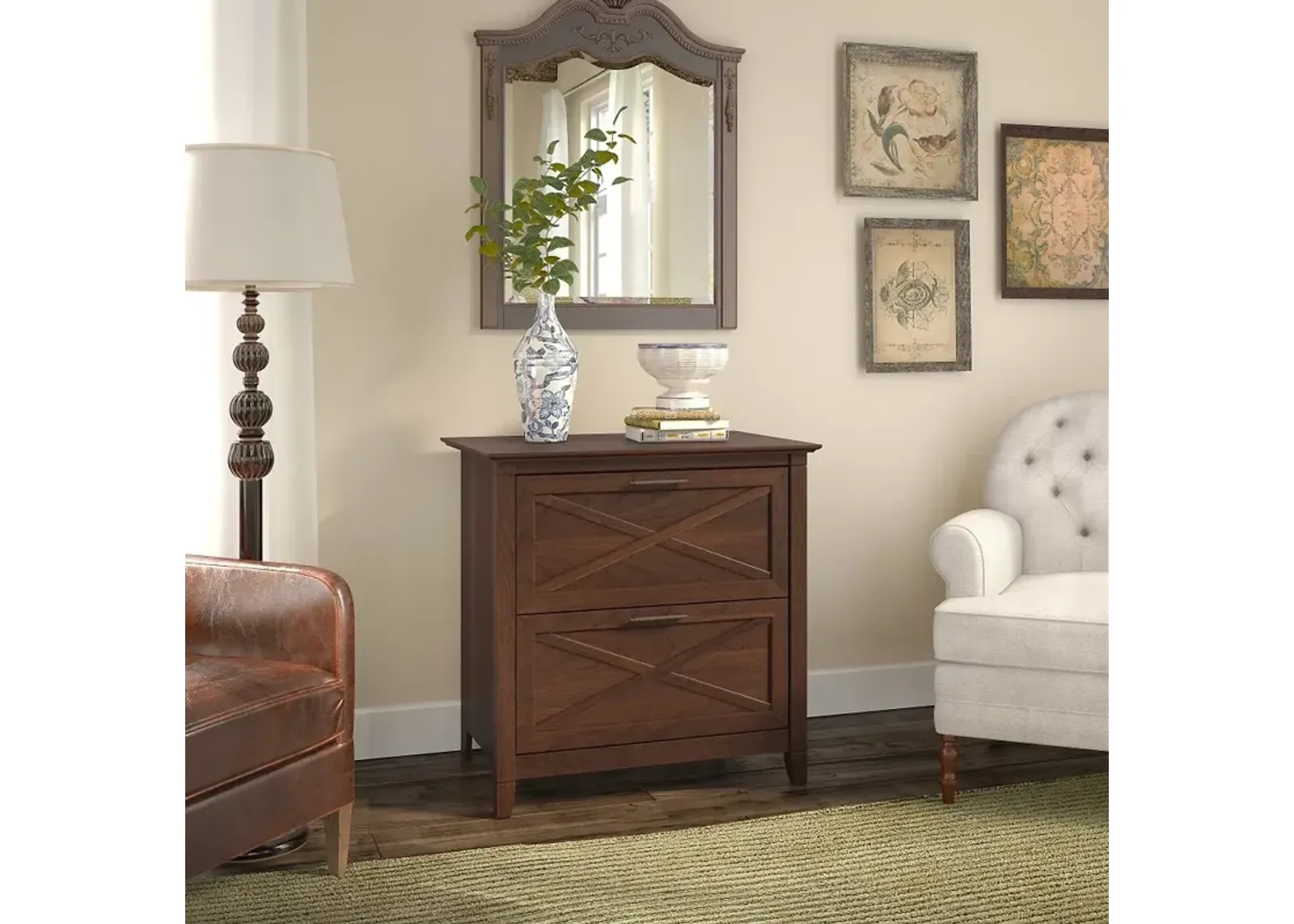 Key West Cherry Brown 2 Drawer Wood Lateral File Cabinet - Bush...