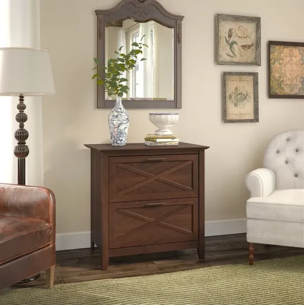 Key West Cherry Brown 2 Drawer Wood Lateral File Cabinet - Bush Furniture