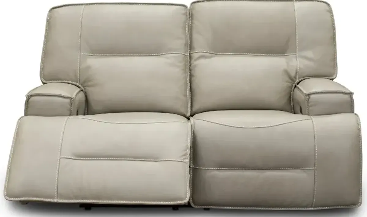 Rockies Beige Leather-Match Power Reclining Loveseat