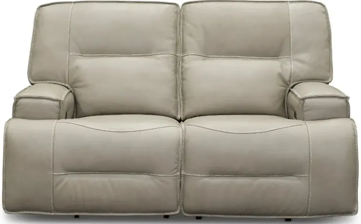 Rockies Beige Leather-Match Power Reclining Loveseat