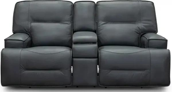 Rockies Gray Power Reclining Loveseat with Console