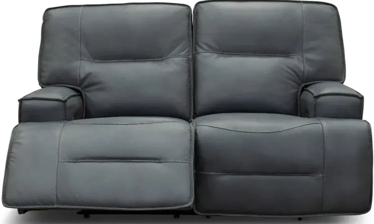 Rockies Gray Leather-Match Power Reclining Loveseat