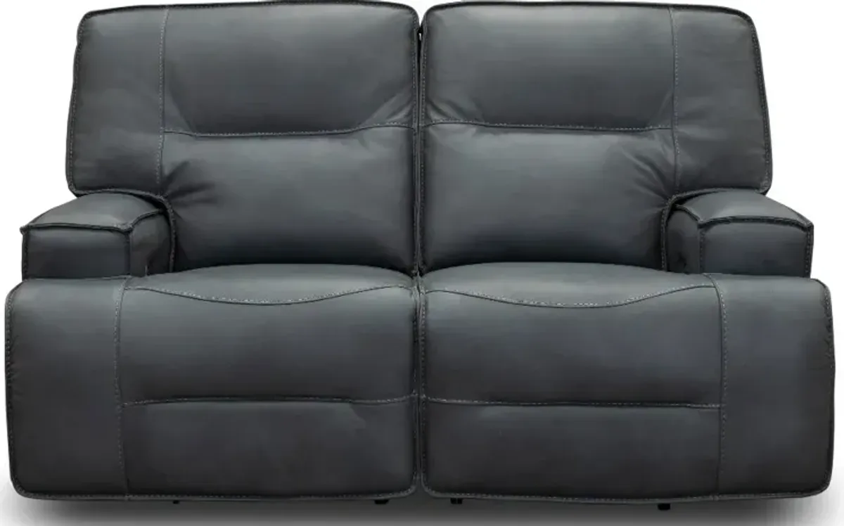 Rockies Gray Leather-Match Power Reclining Loveseat