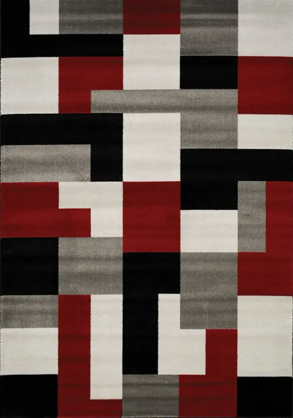 Platinum 8 x 11 Red, Black, and Gray Area Rug