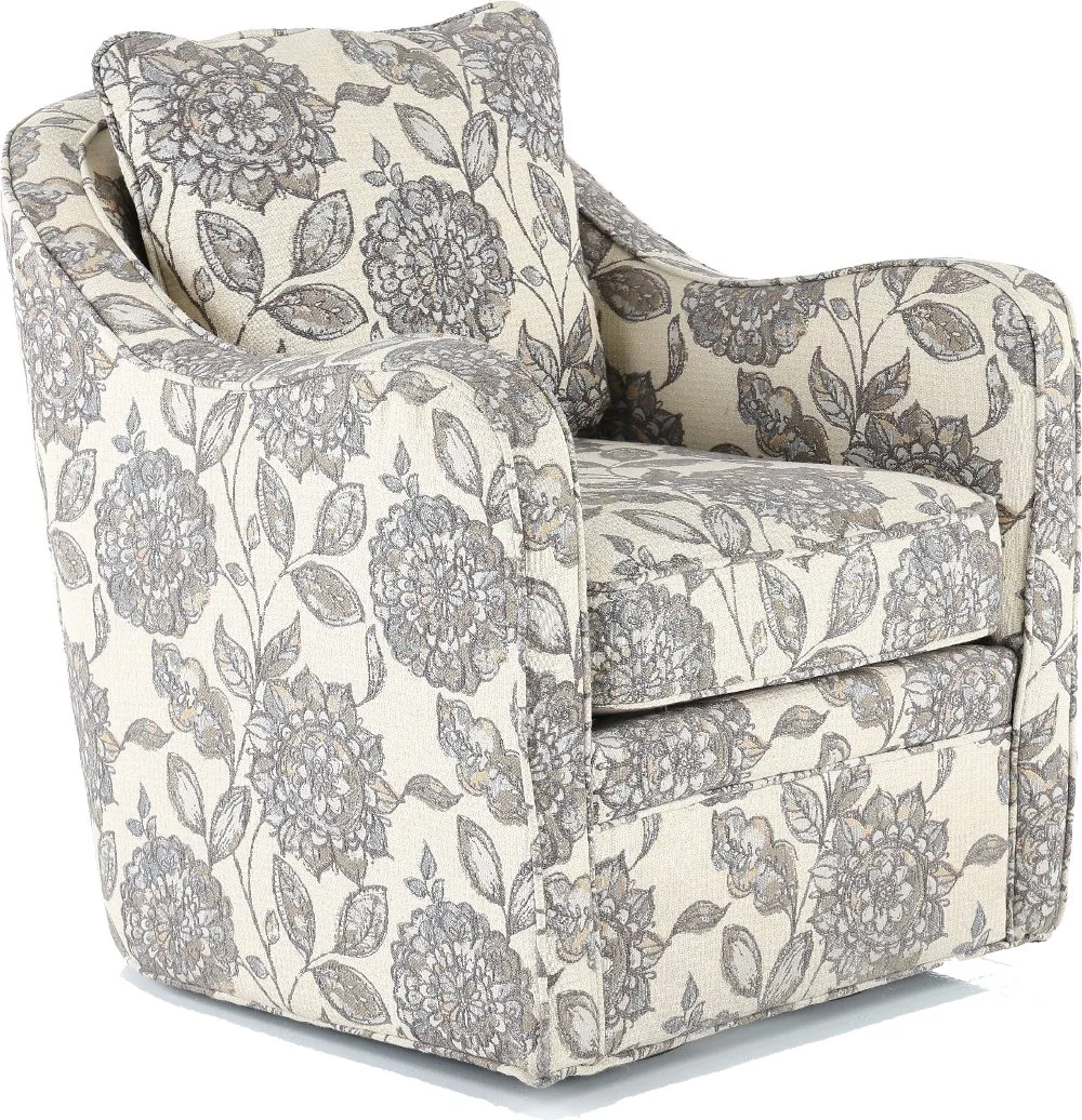 Brianne Ivory Floral Swivel Accent Chair