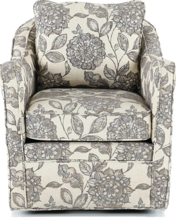 Brianne Ivory Floral Swivel Accent Chair
