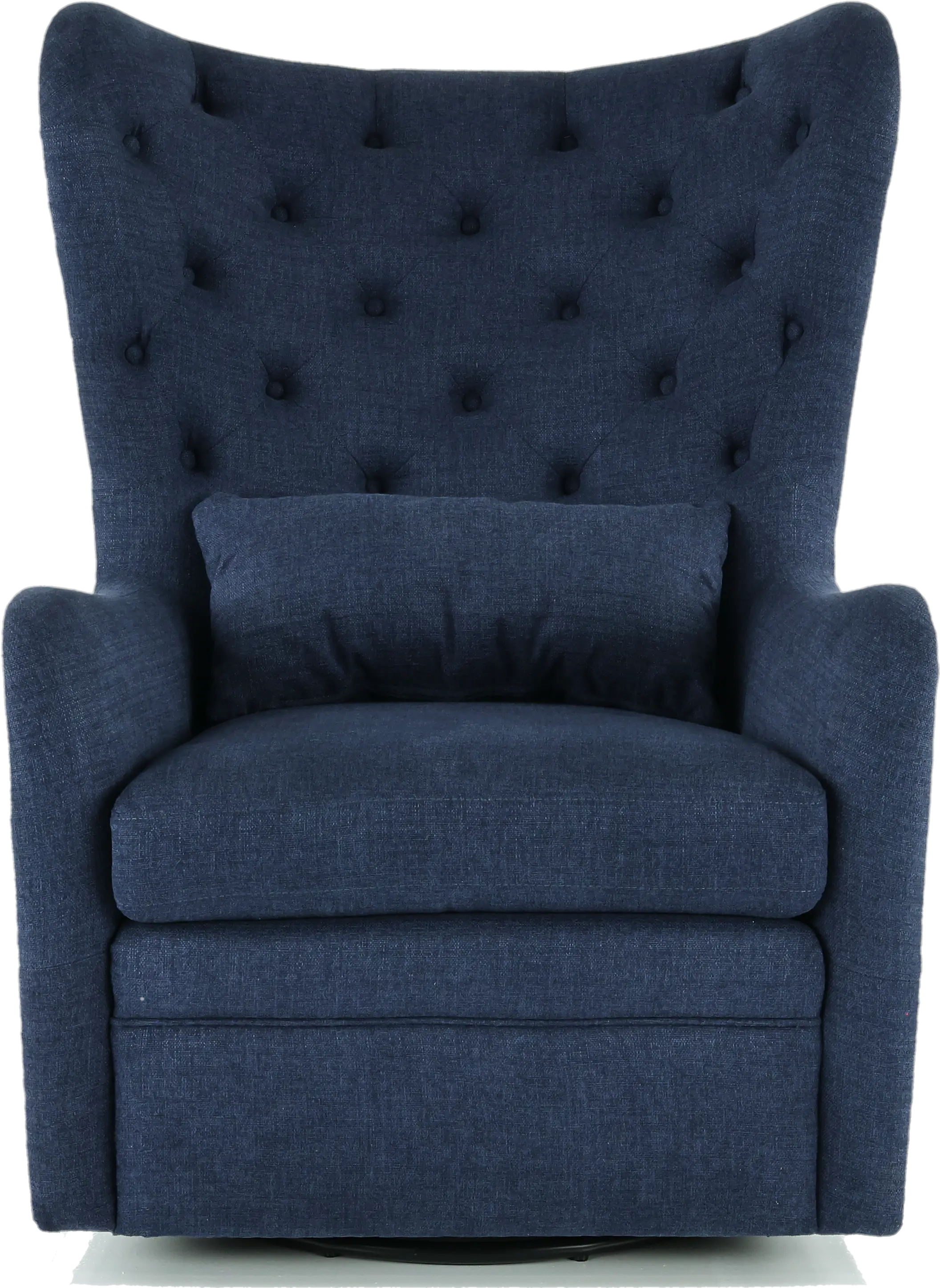 Alice Navy Wingback Swivel Chair with Kidney Pillow