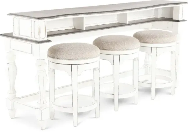 Magnolia Manor Antique White Console Bar Table and Stools