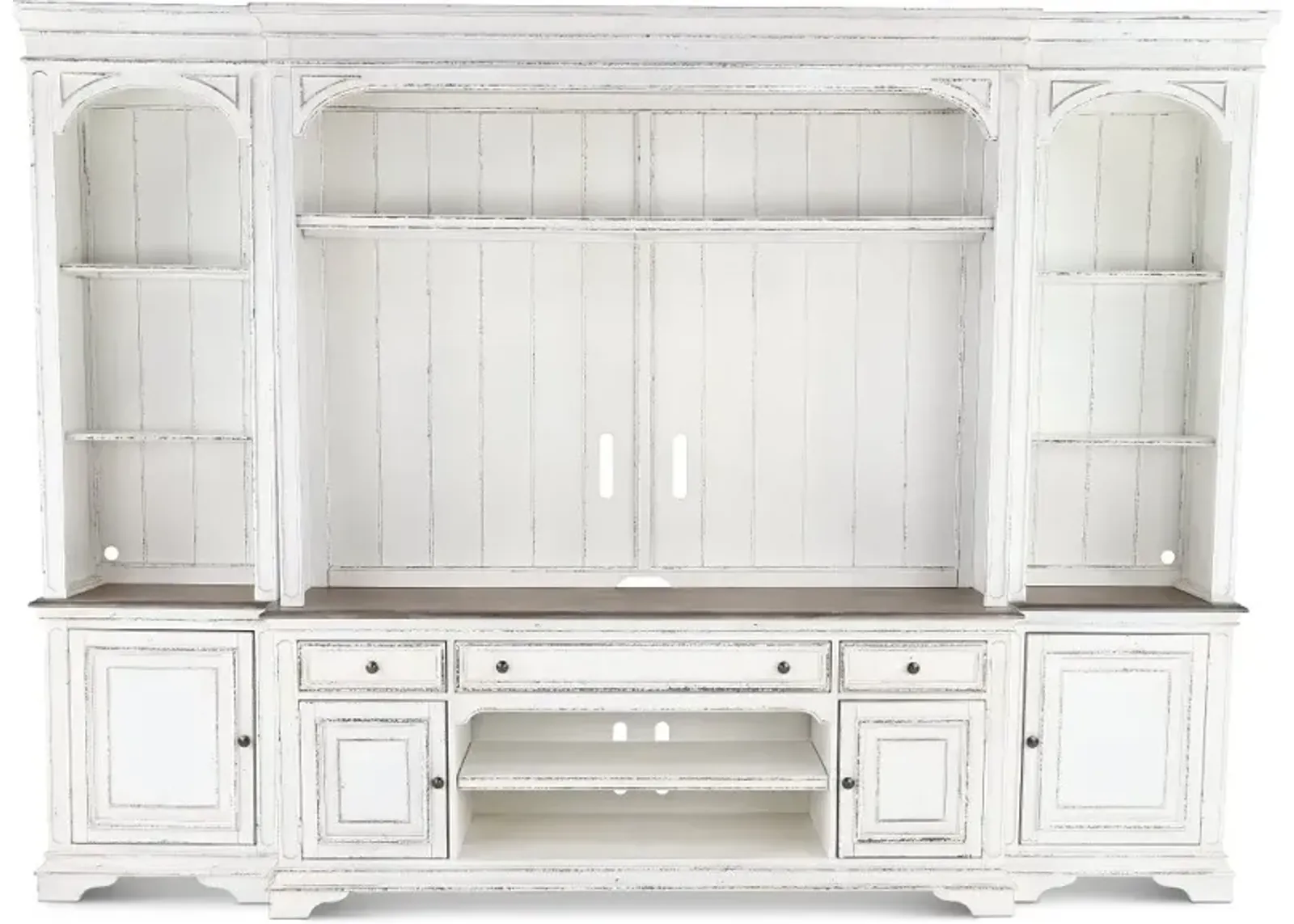 Magnolia Manor Antique White 4 Piece Entertainment Center