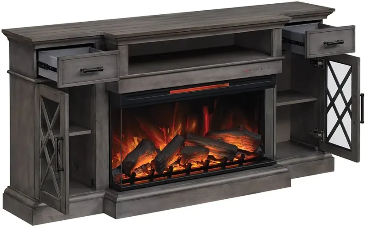 Hamilton Weathered Gray 70" Fireplace TV Stand