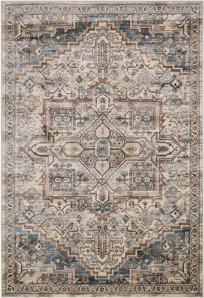 Sonoma 5 x 8 Ivory, Blue, and Beige Area Rug