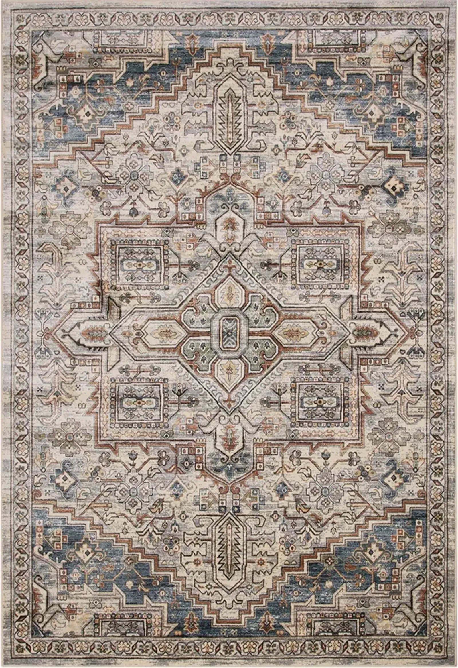 Sonoma 5 x 8 Ivory, Blue, and Beige Area Rug