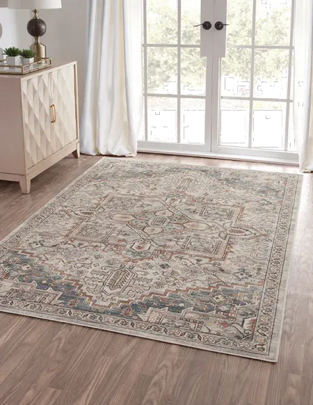 Sonoma 8 x 11 Ivory, Blue, and Beige Area Rug