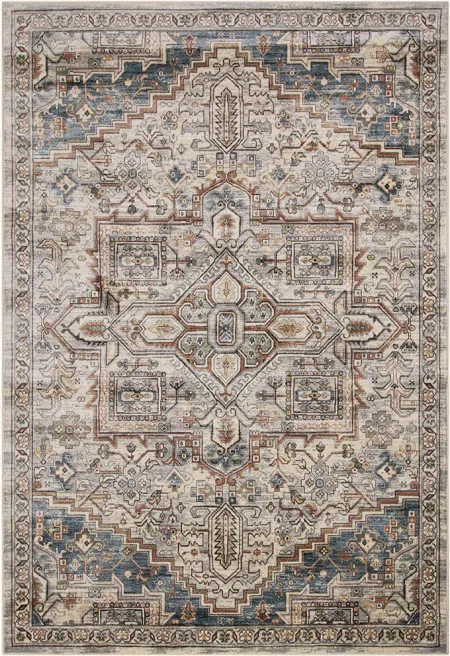 Sonoma 8 x 11 Ivory, Blue, and Beige Area Rug