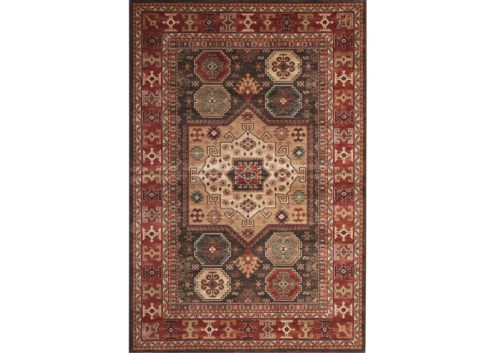 Sonoma 5 x 8 Chocolate Brown, Ivory, and Red Area Rug