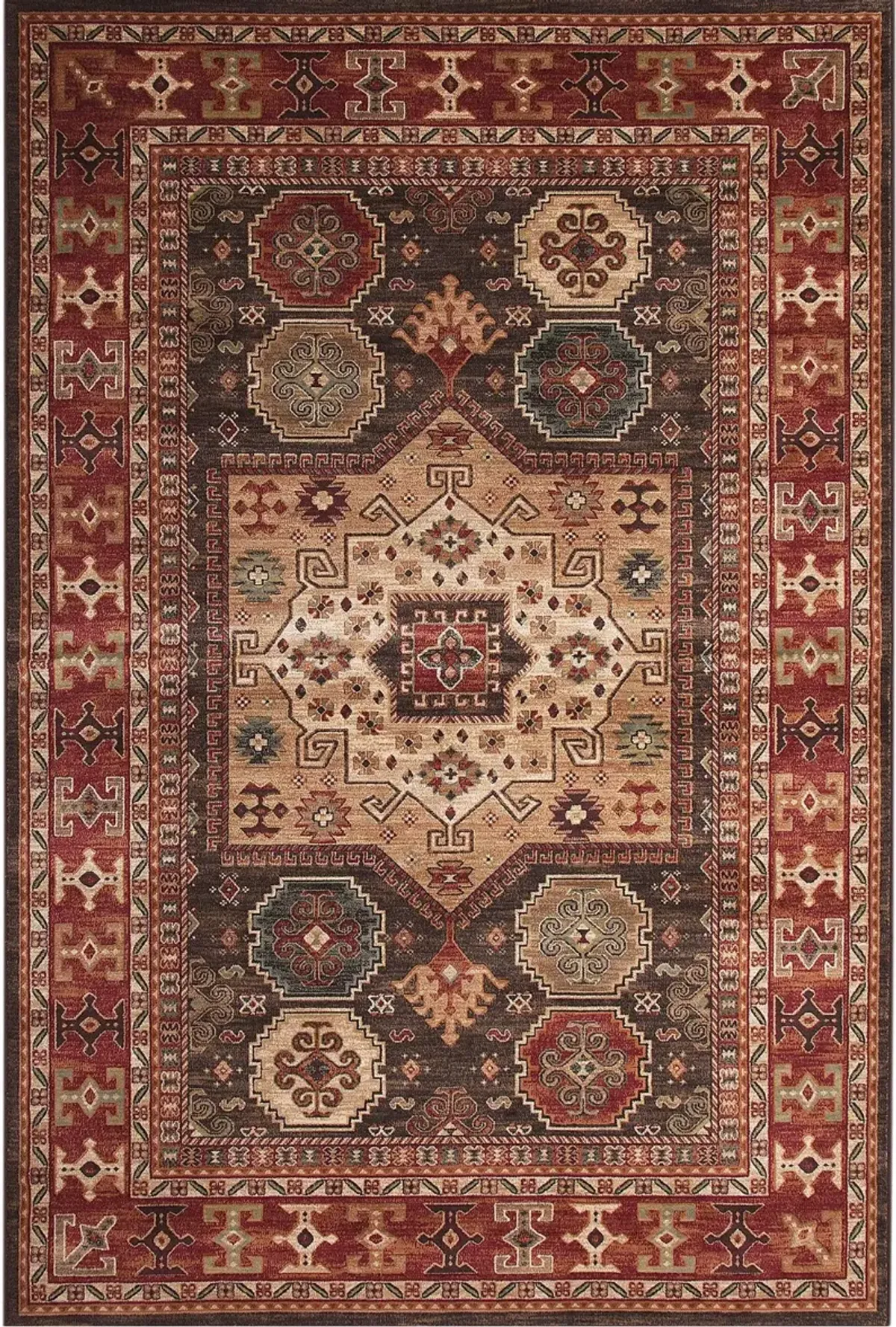 Sonoma 5 x 8 Chocolate Brown, Ivory, and Red Area Rug