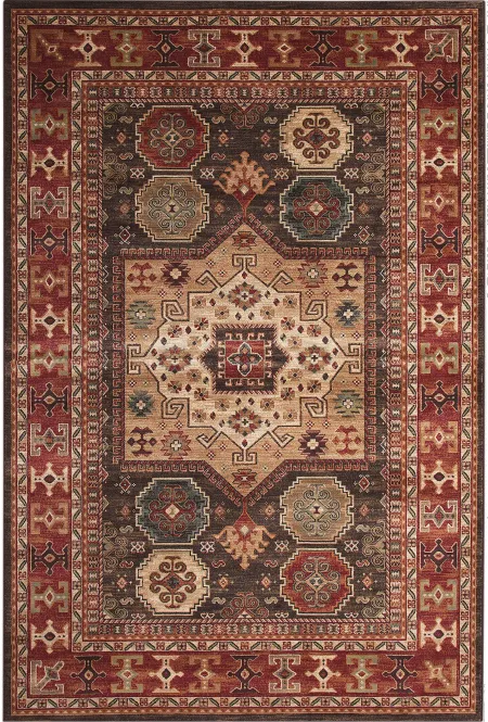 Sonoma 8 x 11 Chocolate Brown, Ivory, and Red Area Rug