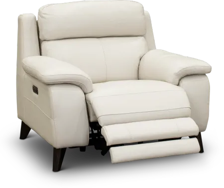 Venice White Leather-Match Power Recliner