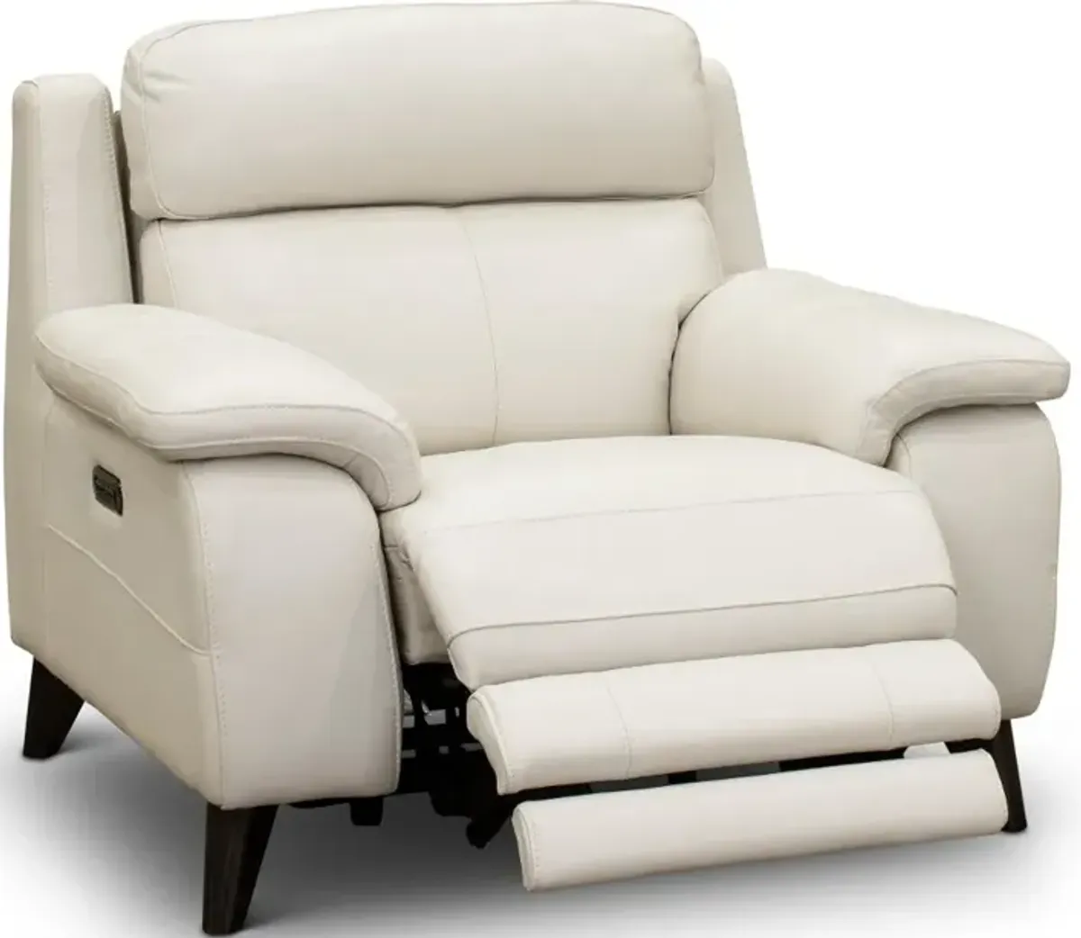 Venice White Leather-Match Power Recliner