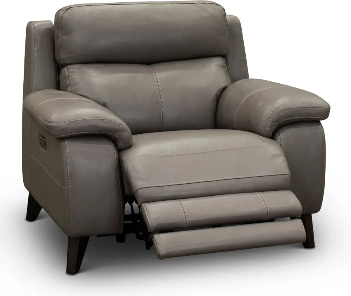 Venice Gray Leather-Match Power Recliner