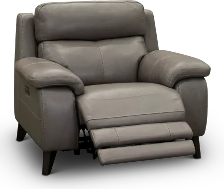 Venice Gray Leather-Match Power Recliner