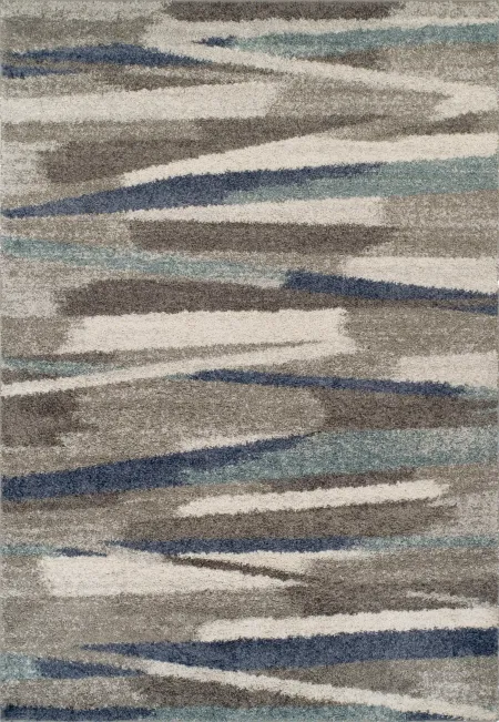 Rocco 5 x 7 Transitional Gray and Blue Shag Rug