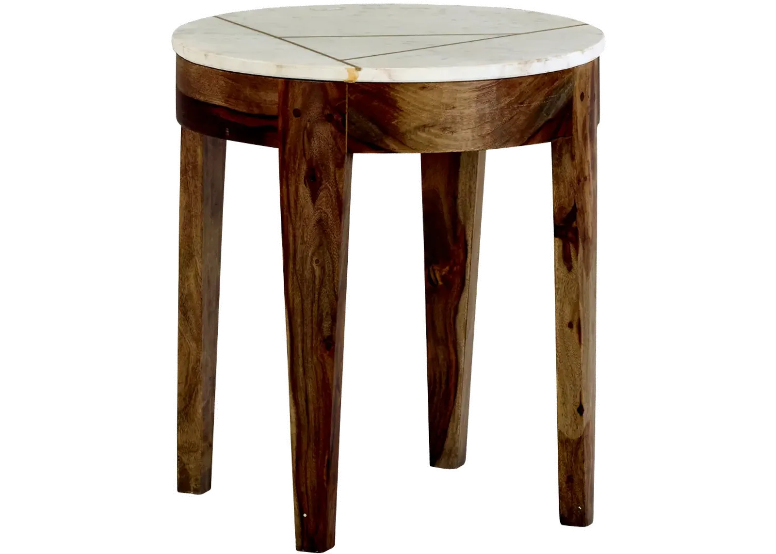 Marmoreal Brown and White Marble End Table