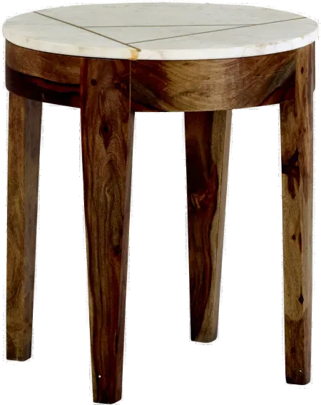 Marmoreal Brown and White Marble End Table