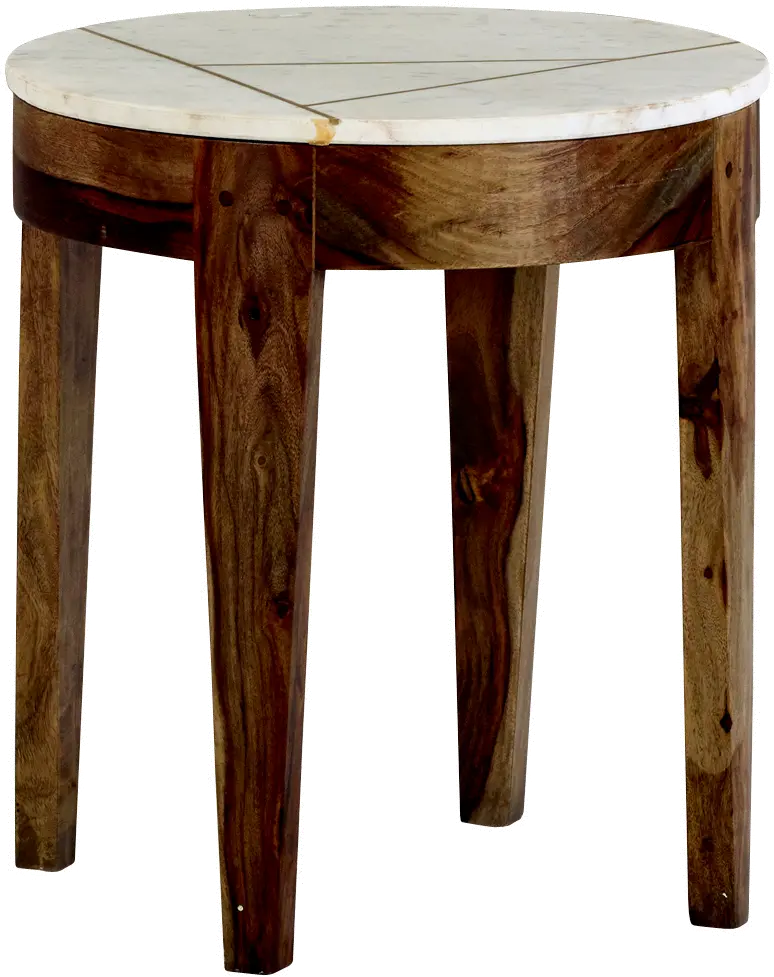 Marmoreal Brown and White Marble End Table