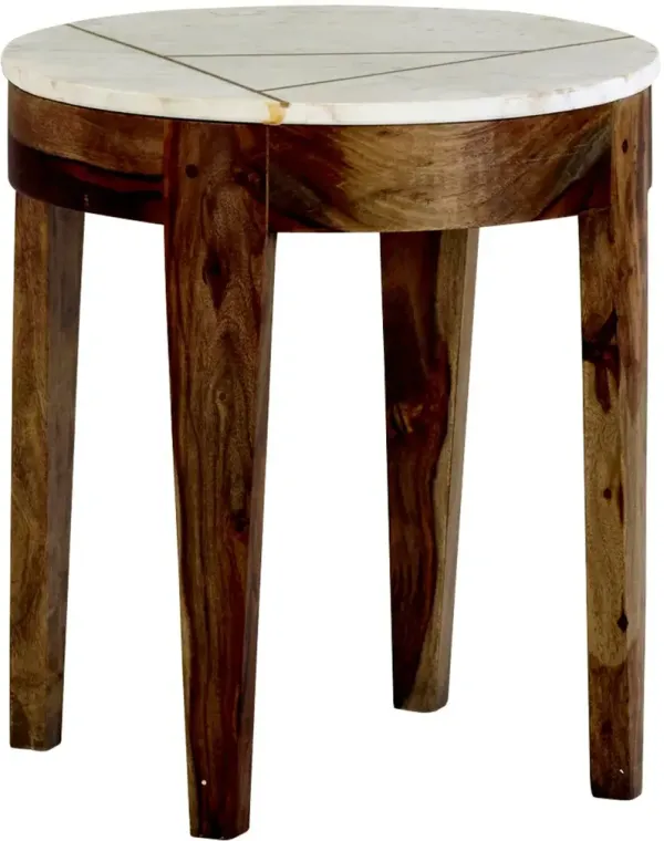 Marmoreal Brown and White Marble End Table
