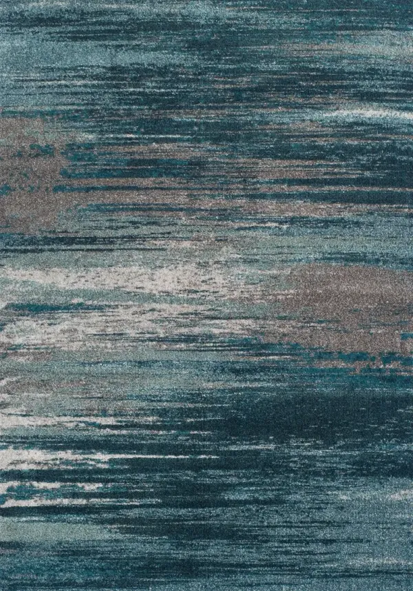 Modern Grays 8 x 11 Gray and Teal Area Rug