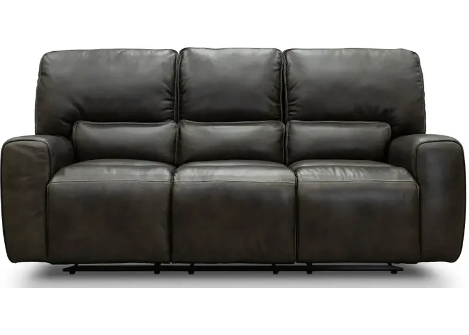 Madrid Charcoal Gray Leather-Match Triple Power Reclining Sofa