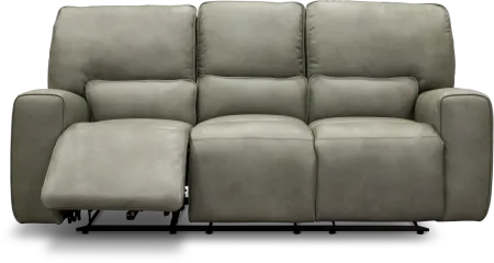 Madrid Gray Leather-Match Triple Power Reclining Sofa