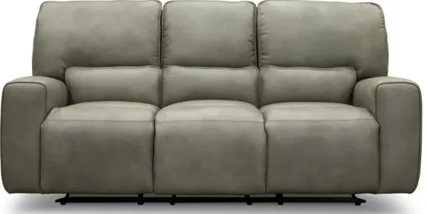 Madrid Gray Leather-Match Triple Power Reclining Sofa