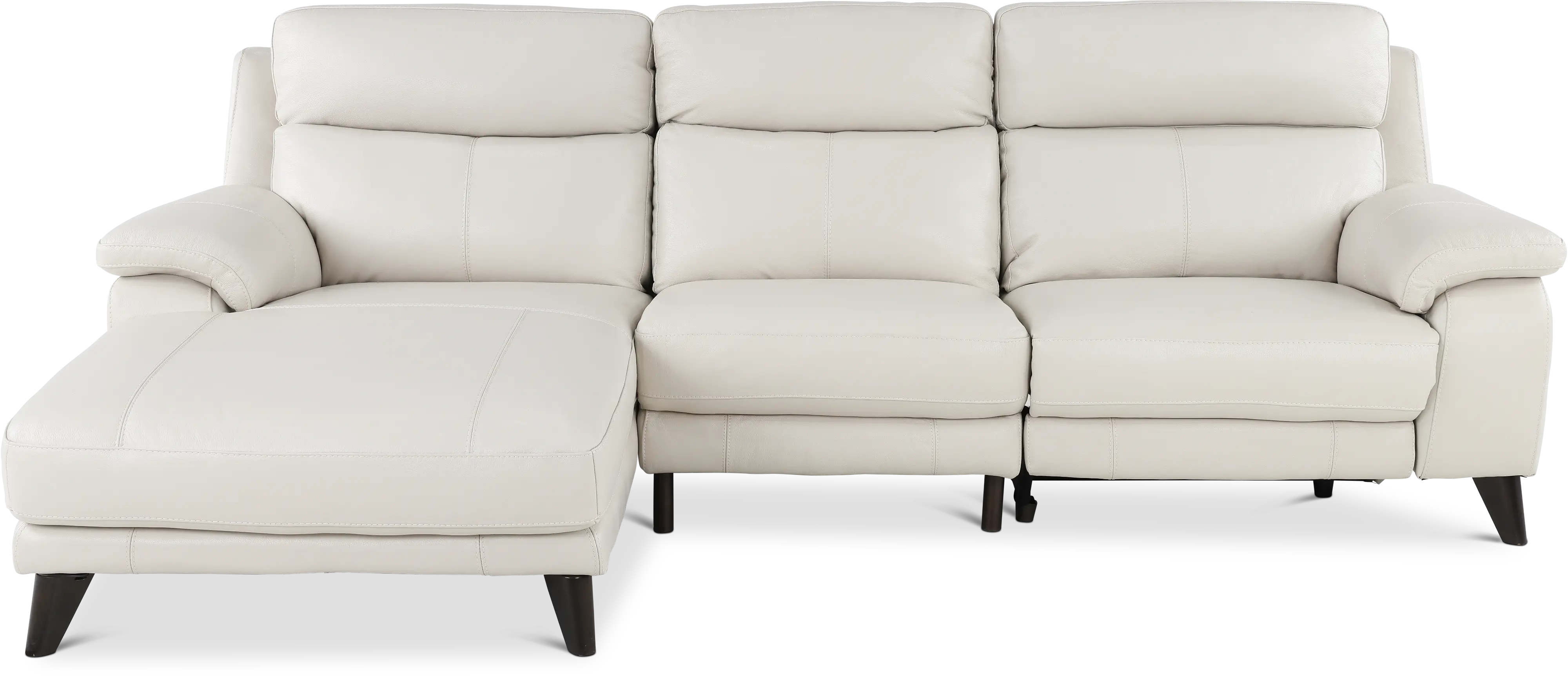 Venice White Leather-Match Power Reclining Sofa with Left-arm...