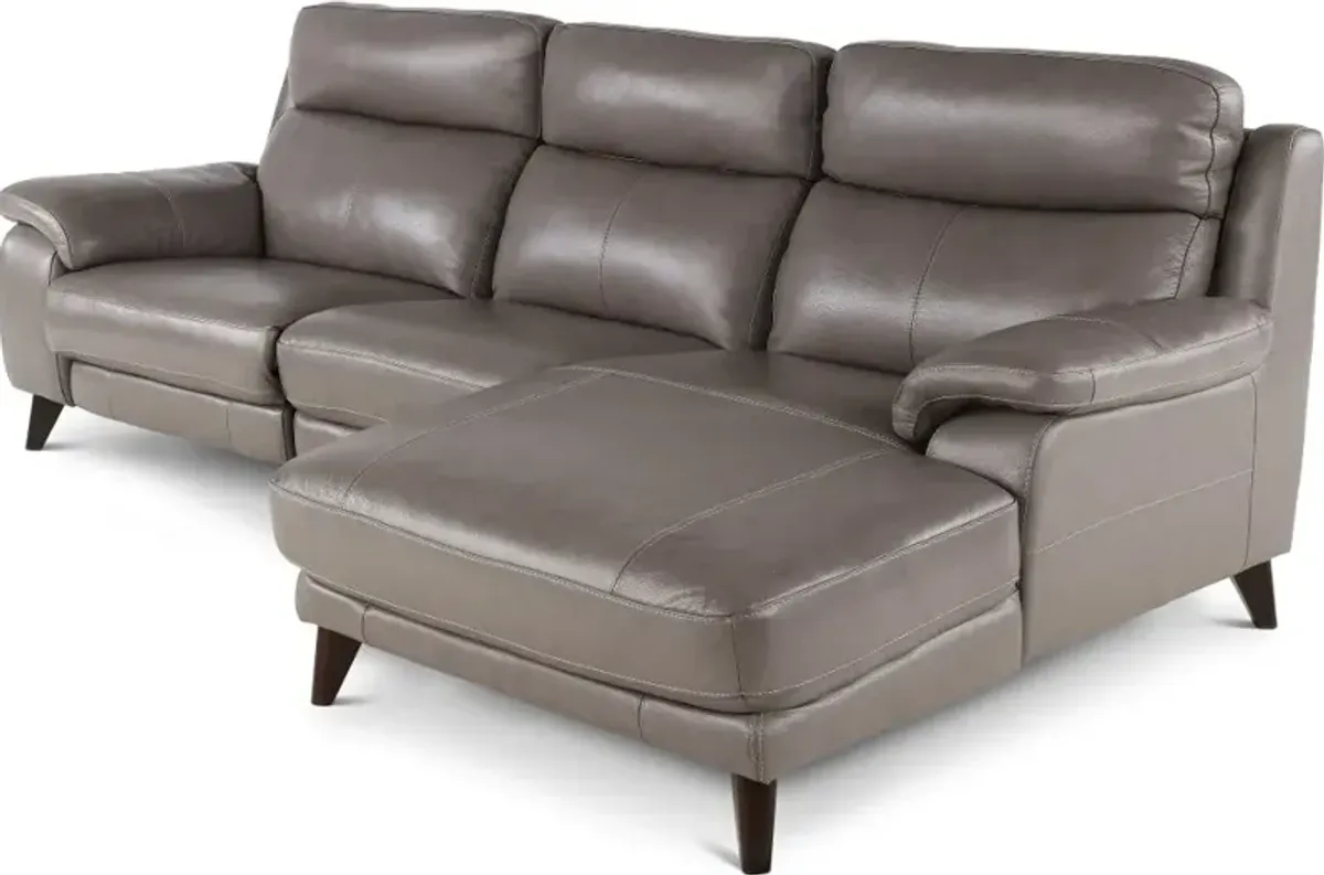 Venice Gray Leather-Match Power Reclining Sofa with Right-Facing...