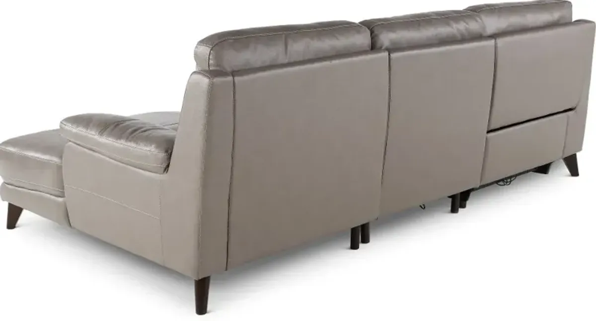 Venice Gray Leather-Match Power Reclining Sofa with Right-Facing...