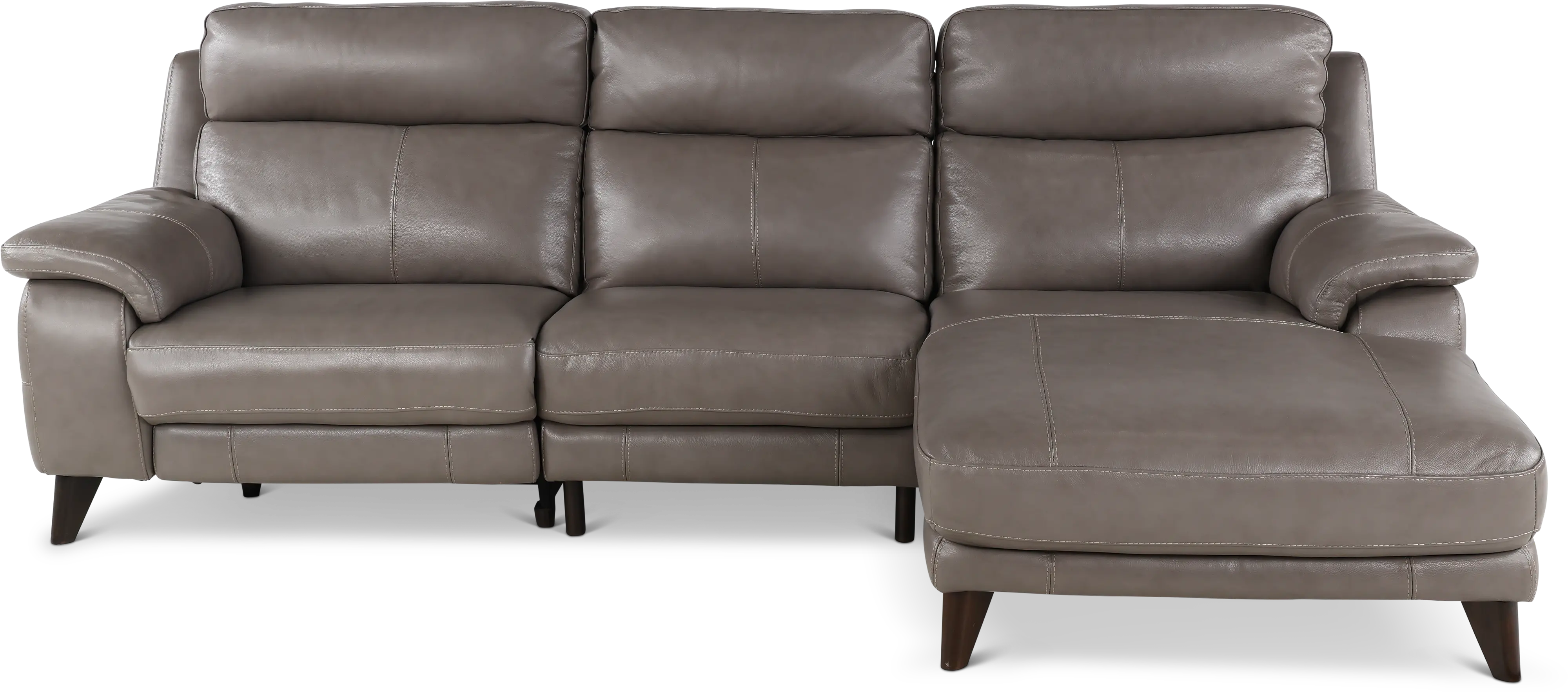 Venice Gray Leather-Match Power Reclining Sofa with Right-Facing...