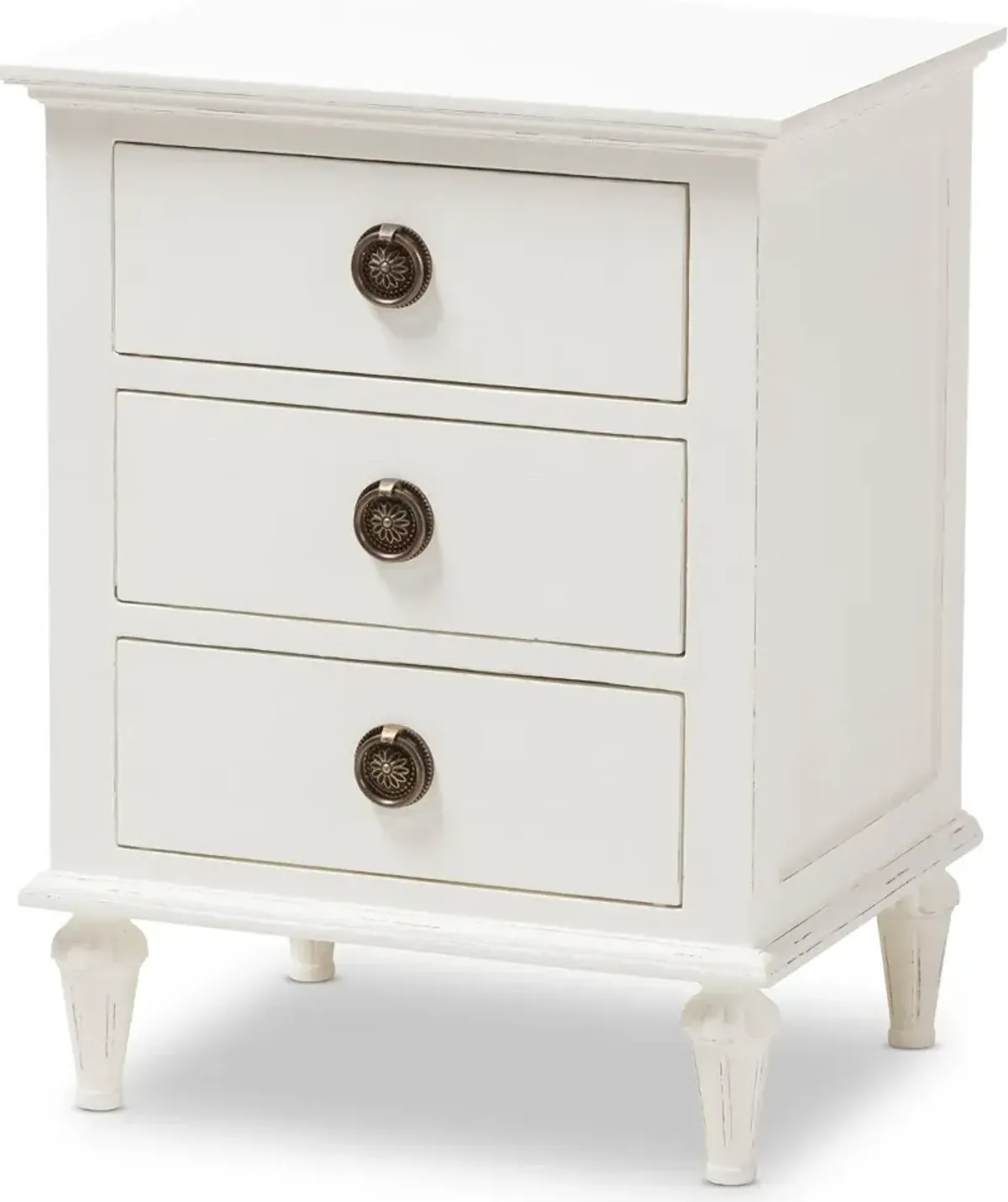 Shabby Chic Rustic White Nightstand - Venezia