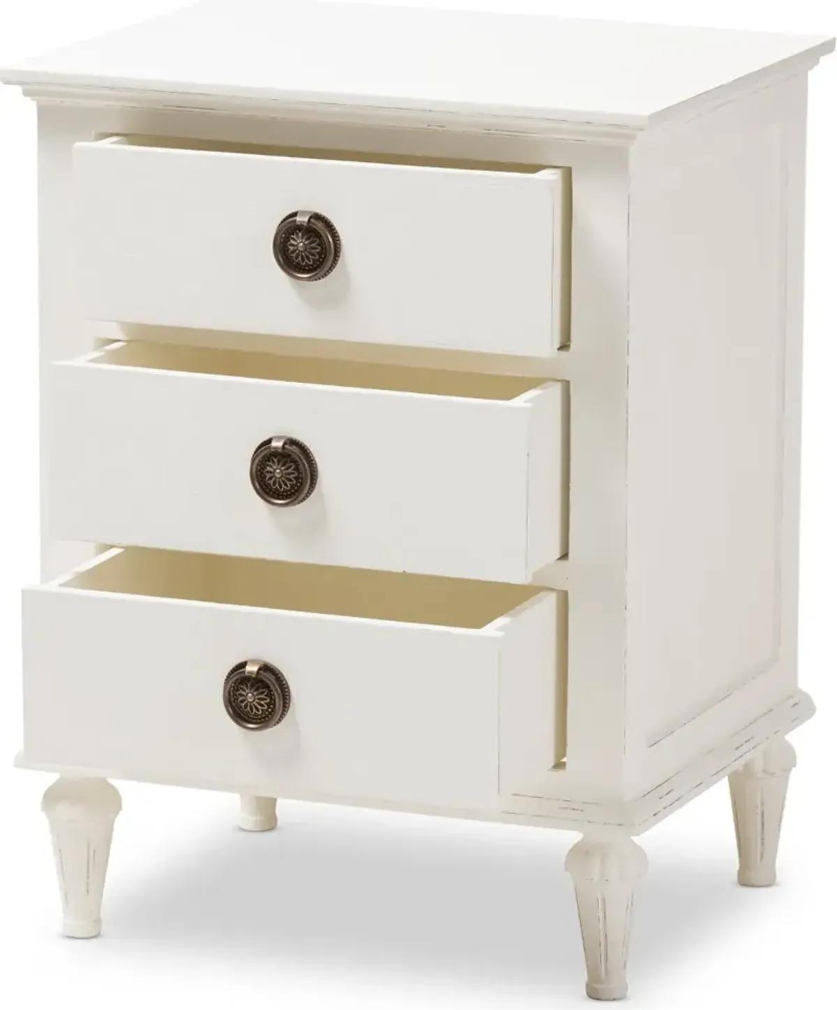 Shabby Chic Rustic White Nightstand - Venezia