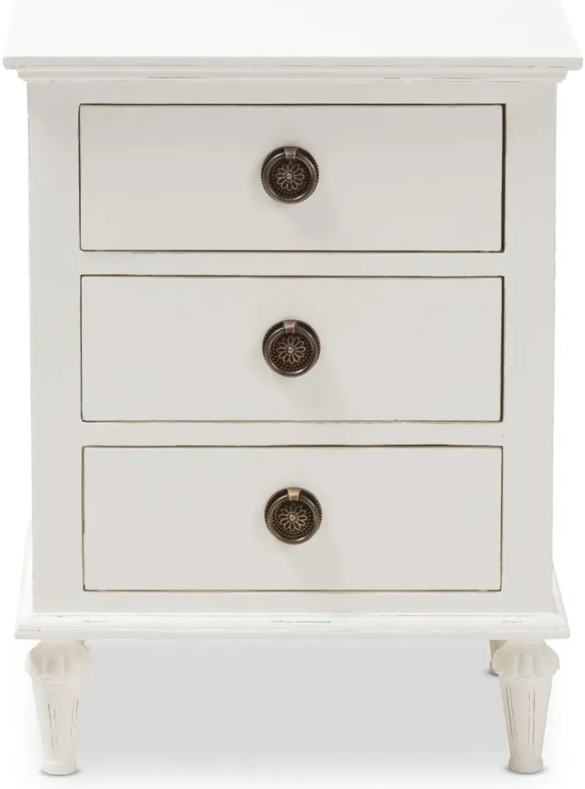 Shabby Chic Rustic White Nightstand - Venezia