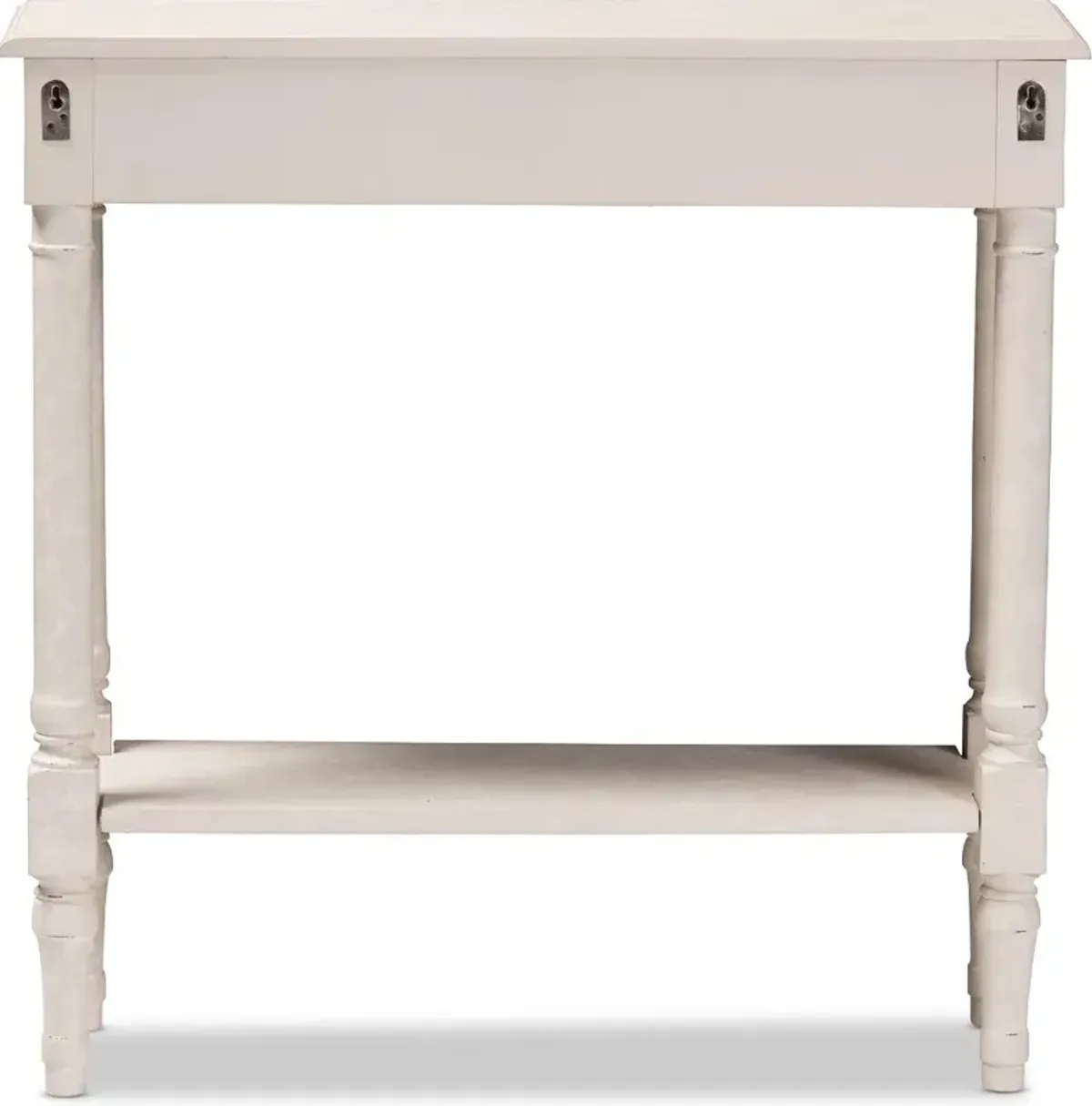 Country Cottage Whitewashed 1-Drawer Console Table - Ariella