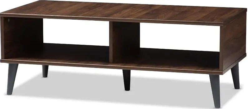 Mid Century Modern Brown and Gray Wood Coffee Table - Pierre