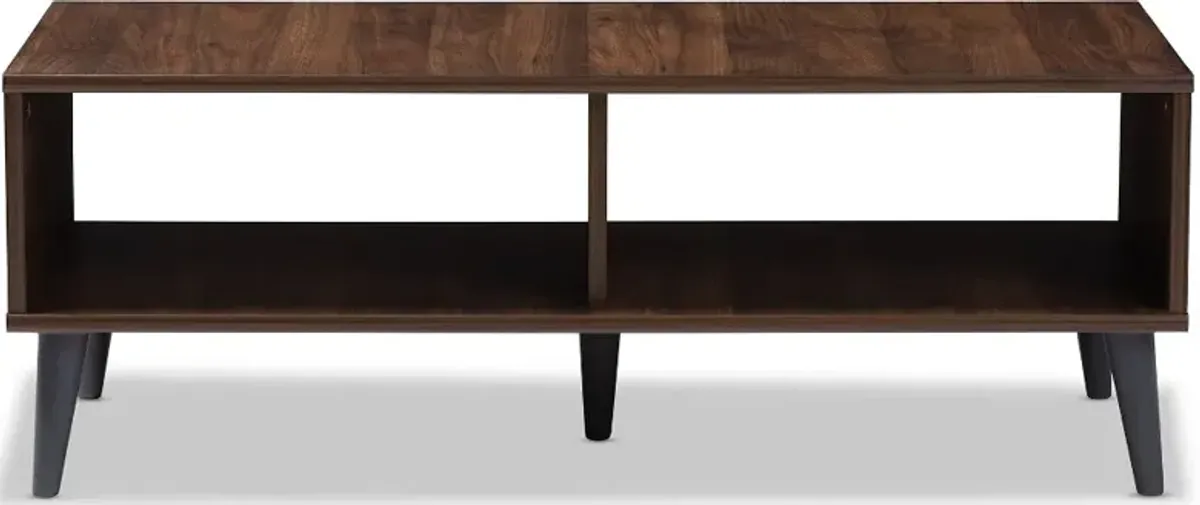 Mid Century Modern Brown and Gray Wood Coffee Table - Pierre